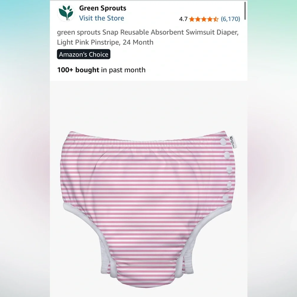 Pink Striped Reusable Swim Diaper